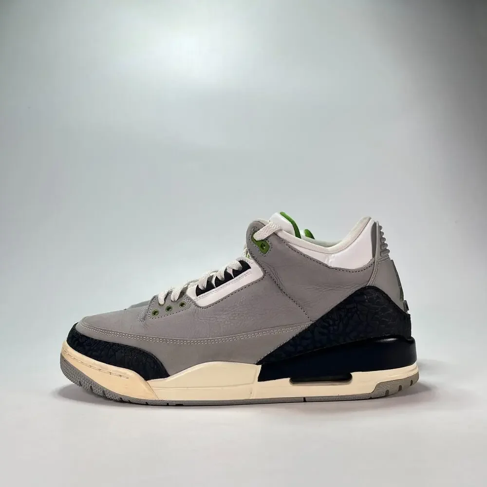 Air Jordan 3 Retro Chlorophyll Gray Black Retro Sneakers 136064-006 Mens Sz 10.5